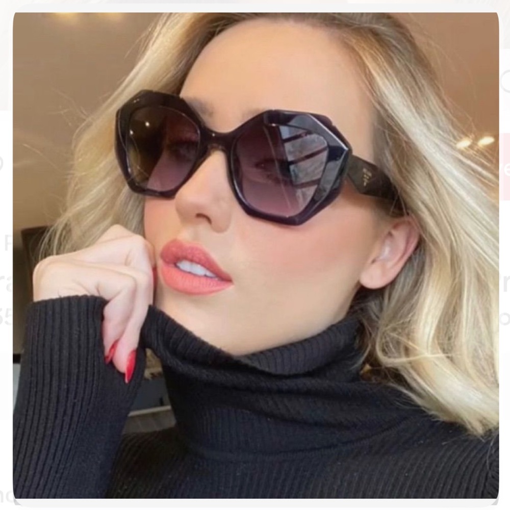 🖤Prada PR 16WS 1AB5D1 Black Plastic Geometric Sunglasses Grey Gradient Lens - Picture 3 of 15